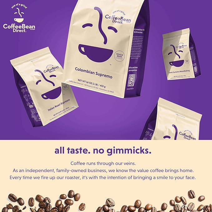 Coffee Bean Direct Organic Fair Trade Ethiopian Yirgacheffe, Whole Bean Coffee, Light Roast, 5 Pound Bag (Pack of 1)