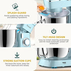Stand Mixer, 6QT 10+P Speed Tilt-Head Kitchen Electric Mixer, Food Mixer with Stainless Steel Bowl, Dough Hook, Flat Beater, Wire Whisk, Splash Guard-Blue