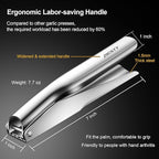 Professional Garlic Press Stainless Steel, Garlic Mincer No Need to Peel, Large Trough Garlic Crusher, Ergonomic Handle Garlic Ginger Presser Masher, Easy Squeeze Rust Proof Dishwasher Safe