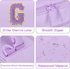 Initial Insulated Lunch Bag for Girls Kids, Back to School Gift, Reusable Leak-proof Lunch Box with Adjustable Strap for School Daycare Travel Picnic (Purple,G)