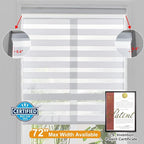 Persilux Zebra Blinds for Windows, Cordless Roller Shades Window Treatments (57" W x 72" H, White) Light Filtering Dual Layer Roller Window Shades Light Filtering Sheer Shades for Home and Office