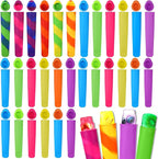 Lallisa 30 Pcs Ice Cream Molds Silicone Ice Lolly Mold Color Reusable Ice Lolly Mold with Lid Silicone DIY Homemade Ice Cream Maker Molds for Kids Adult Yogurt Freezer Summer Party