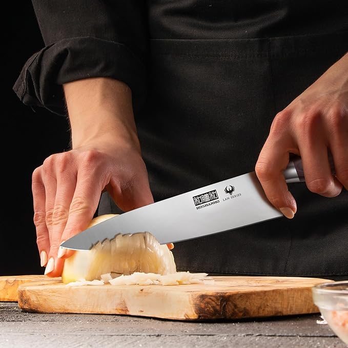 HOSHANHO 8 Inch Chef Knife for Cooking, Super Sharp High Carbon Stainless Steel Kitchen Knife, Professional Japanese Knife with Durable Wood Handle