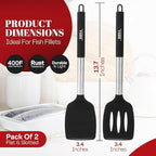 Silicone Spatula Set - Pack of 2 Non Stick Slotted Kitchen Spatulas, Heat Resistant Silicone Turner for Frying, Baking, BPA-Free, Slotted Spatula for Nonstick Cookware