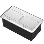 KYHSHJ Dual Pop-Up Floor Electrical Outlet Box Kit，20 Amp Stainless Steel TR Tamper-Resistant Duplex Receptacle，3-Port RJ45 Datacom Receptacle，Silver