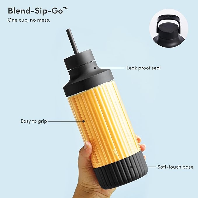 Beast Mighty 850 Plus | Premium Compact Personal Blender | Smoothies, Shakes, Dressings, Sauces | Blends Ice and Frozen Fruit | New XL Vessel | Extra Vessels, Lids and Straws | 850W (Carbon Black)