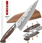 HEZHEN Damascus Chef Knife with Sheath, 8.3 Inches, 67 Layers Dmascus Steel Japanese Kitchen Knifefor Professional Chefs and Family, Micarta Handle,Gift Ready