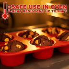 Anaeat Silicone Muffin Pan - 6 Cups Non-Stick Cupcake Molds, Food Grade Silicone Baking Tray for Making Egg Muffin, Cupcake, Quiches, Tart and Desserts, Reusable Muffin Tin Just Pop Out