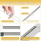 Metal Skewers for Kabobs - 17" 10 Pack Kabob Skewers with Push Bar Double Pronged Anti-Roll Flat BBQ Skewer for Grilling Stainless Steel Reusable Kebab Skewer for Meat Shrimp Chicken Veggie