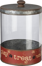 Primitives by Kathy Rustic Pet Tin Bins - Dog Food & Toy Storage Set, 'Toys & Beware of Wigglebutts' Themed Containers