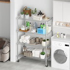 Himimi 4-Tier Heavy Duty Steel Wire Rack Storage Shelving, Adjustable Metal Storage Shelves with Wheels, 72''H Wire Shelf for Kitchen Garage Basement Pantry Organization, 18" D×36" W×72" H-Silver