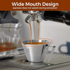2 Pcs Espresso Cups with Handle, Stainless Steel, Double Spout Metal Measuring Cup with Dual Scale, Espresso Shot Cup with V-Shaped Mouth, 3.4oz/100ml(Silver)