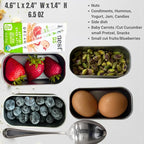 Flexibento - 2 x 6.5 oz | Leak proof | Small Stainless steel Snack Containers with Silicone lids|Dip, snacks, condimenrs | Plastic and BPA free | Metal Lunch box | Black (set of 2)
