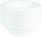 PLASTICPRO Round Plastic Bowls Microwaveable, Disposable, White, Dinnerware (100, 16 ounce)
