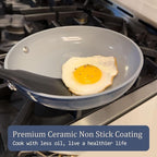 Nonstick Ceramic Frying Pan 10" for All Cooktops, PTFE/PFOA/PFAS Free, Even Heat Distribution Oven Safe up to 500°F, Healthy Non Toxic Skillet w/ Ergonomic Stainless Steel Handle, Caribbean Blue