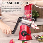 Rotary Cheese Grater, 3 in 1 Cheese Shredder Grater Rotary with Handle, Vegetable Mandoline Slicer Shredder for Vegetable, Cheese, Nut