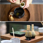 HARFINGTON Ceramic Chasen Stand 67mm Matcha Whisk Holder Teas Set Whisks Stand Traditional Matcha Tea Chasen Holder Tea Set Accessories for Tea Tasting, Black