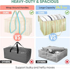 BALEINE 8-Pack Oversized Moving Bags with Reinforced Handles, Heavy-Duty Storage Tote for Clothes, Moving Supplies (Color Strip, 8-Pack)