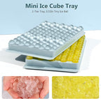 WIBIMEN Mini Ice Cube Trays, Small Tiny Round Pebble Crushed Nugget Ice Trays for Freezer with Lid - Chilling Drinks Coffee Juice(2 Pack/0.55In - Blue)