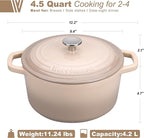 Enameled Cast Iron Dutch Oven Pot with Lid, for Bread Baking, Round Bread Oven- include Sourdough Bread Baking Supplies Set, 4.5QT, Latte