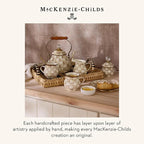 MACKENZIE-CHILDS Enamel Measuring Cup, Cute Measuring Cup with Pour Spout, 7-Cup Capacity, Brown-and-White Mocha Check