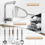 Potato Masher Stainless Steel, Manual Mashed Potato Masher,Wooden handle Potatoes Smasher Kitchen Tool for Avocado,Potatoes, Vegetables, 13.5Inch Long handle Large Heavy Duty Metal Mashing Utensil