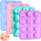 4 Pcs Flower Silicone Soap Molds-12 Cavities for Soap Making, Bath Bombs, Shower Steamers, Lotion Bars, Chocolate, Candy