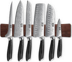HOSHANHO 7 Pieces Knife Set with Magnetic Knife Holder, Ultra Sharp Powder Steel Kitchen Knives Set, Professional Chef Knife Sets with Ergonomic Pakkawood Handle