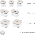 VAKUEN Premium Airtight Food Storage Container. Special Edition Mercury Color 8P/Set. 7pcs Container and Vacuum Sealer. Patented Double Silicone Lining, 100% Leak Proof, BPA-FREE