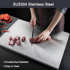 304 Stainless Steel Cutting Board – Stainless Steel Kitchen Chopping Boards Non-Slip, Dishwasher Safe – Ideal for Meat, Vegetables, Fruits, Bread & Baking – Commercial & Home Use (15.7 * 11.8in)