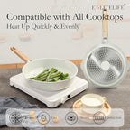 ESLITE LIFE Nonstick Ceramic Frying Pan Skillet, Non-Toxic Egg Omelette Kitchen Cooking Pans Compatible with All Stovetops (Gas, Electric & Induction), PTFE & PFOA Free (White, 9.5")