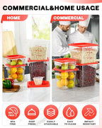 6QT NSF Food Storage Containers: 8 PCS [Food Grade][Hot&Cold Resistant] Commercial Clear Square Food Storage Containers with Scales Handles for Home Restaurant Kitchen Proof Dough (Green)