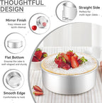 Leonyo 9½ Inch Cake Pan 2 Pack, Round Baking Pan Stainless Steel Layer Birthday Wedding Cake Oven Pans, Bakeware Set for baking, Even Heating, Non Toxic & Healthy, Heavy-Duty, Dishwasher Safe