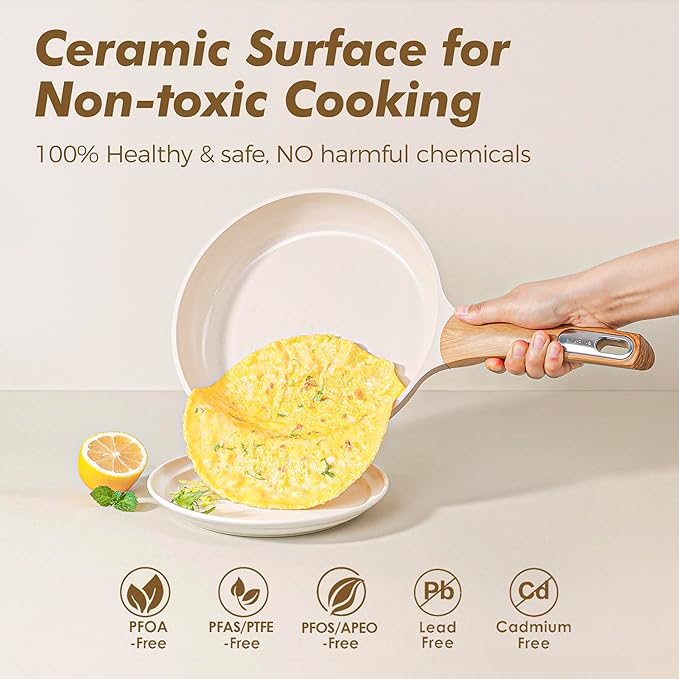 SENSARTE Ceramic Cookware Sets, Pots and Pans Set Non stick, Non toxic Healthy Induction Cookware, 26 Pcs Nonstick Kitchen Cooking Set, w/Frying Pans Set, Saucepans Set
