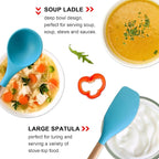 Silicone Kitchen Cooking Utensils Set, 5-Piece Non-Stick Silicone Kitchen Utensils Spatula Serving Spoons Turner Ladle Set w Wooden Handle Heat Resistant Cooking Gadgets for Nonstick Cookware