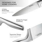 Knife Block Set, Kitchen Knife Sets with Block, FIKSHOT Knives Set for Kitchen - Razor-Sharp Santoku Knife, Fruit and Kitchen Sets - Rust Resistant for Homecooks (Silver + Walnut)