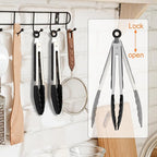 Premium Stainless Steel Heat Resistant Kitchen Tongs for cooking,set of 9" and 9" (Black),Non Scratch Silicone cooking Tong Tip for Cooking Pans,Strong Grip BBQ tongs for Grabbing Hot Food
