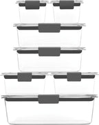 Rubbermaid Brilliance Food Storage Containers, 14 Piece Plastic Containers with Lids, BPA-Free, Leak Proof, Clear