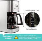 14-Cup Glass Replacement Coffee Carafe Compatible with Cuisinart Coffee Maker Models DCC-2200, DCC-2600, DCC-2800, DCC-3200, and DCC-3200P1, Coffee Pot Decanter Pitcher, Black Handle