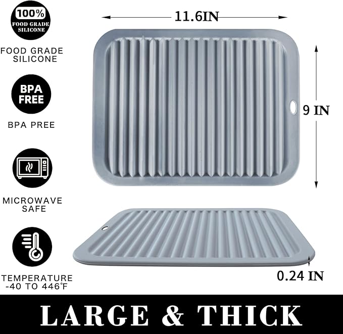 4 PCS Silicone Trivet for Hot Dishes, Hot Pads Trivets Mat for Hot Pots and Pans, Heat Resistant Silicone Hot-Mats, Pot Holders Jar Opener Tables-Mats for Countertop Drying Mat (Grey)