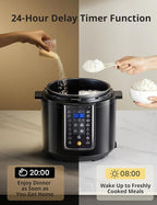COMFEE’ 9-in-1 Electric Pressure Cooker, 14 Presets Instant Multi Slow Cooker Olla de Presion Non-Stick Pot Rice , Yogurt Maker, Sauté Steamer, Black , 6 Quarts