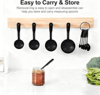 Measuring Cups and Spoons Set, Stainless Steel 10 Piece for Cooking and Baking (5 Cups + 5 Spoons, All Black)