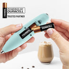 Zulay Kitchen Tornado Whisk Milk Frother with 4 AA Duracell Batteries - Triple Whisk for More Power - Handheld Coffee Frother with Stand - Drink Mixer for Lattes, Matcha & Protein Shakes