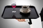 Rectangular Plastic Serving Trays,Fast Food Serving Cafeteria Trays,17"X13",Set of 6 (Black)
