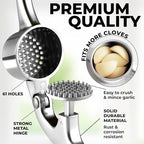 Zulay Kitchen Large Premium Garlic Press Set - Bigger Bowl for Bigger Garlic - Rust Proof & Dishwasher Safe Garlic Mincer Tool - Easy-Squeeze, Easy-Clean Silicone Garlic Peeler & Brush (Chrome)