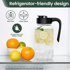 Mason Jar Pitcher - Airtight & Leakproof Glass Pitcher with Lid[set of 2], Perfect for Breastmilk, Cold Brew, and Sun Tea, 2 Quart (64 oz) Mason Jar with Pour Spout Lid