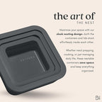 Ceramic Coated Glass Food Storage Container | No PTFE, PFOA, PFAS, and BPA | Reusable Non Toxic Meal Prep Container with Glass Lid | Easy To Store | 2.5 Cup Square [Onyx]