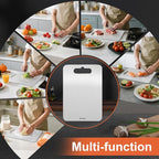Titanium Cutting Boards For Kitchen, Double-Sided Food-Grade Kitchen Stainless Cutting Board, Non-Toxic & Non-Slip, Dishwasher Safe, Ideal For Indoor, Outdoor, Camping & Bbq Parties, M 13.4“ * 9”
