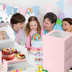 Pink 1+5 paper box 10pcs Bakery Boxes with Window,Stackable Cake and Cupcake Carriers, for Birthdays & Parties (Pink, 1+5(10Pack))