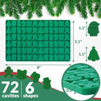 HKNMTT Mini Christmas Candy Molds, Silicone 72 Cavity Chocolate Mold, Tree Santa Snowman Stocking Bell Gingerbread Shape Gummy Making Set, Food Grade for Gifts Cookies Dog Treats